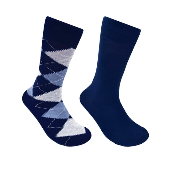 Clarks Men's Blue Argyle Crew Socks, 2 Pack
