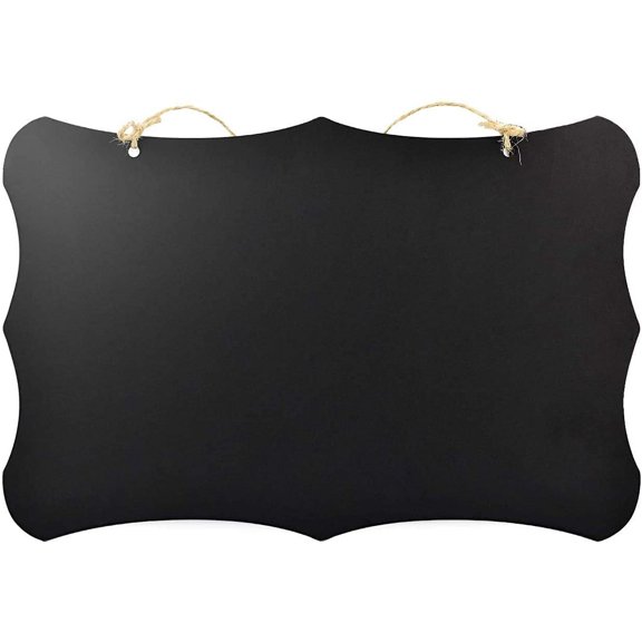 Double Sided Slate Boards With Jute Twine Wooden Boards Wavy Memo Board Hanging For Office, Bar, Wedding, Signs, Restaurant, Shopping List, Kitchen, Black (30 X 20 Cm)