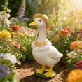 thumbnail image 2 of Fresh Pastoral Porch Goose Outfit - Woven Straw Hat (with Adjustable Drawstring) & Yellow-White Gingham Lace Collar Set, Gentle Durable Materials,Ideal for Porches, Patios, Gardens & Indoor Decor, 2 of 6