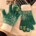 thumbnail image 2 of Fingerless Thermal Knitted Gloves For Winter Warmth And Holiday Comfort With Five Finger Touchscreen Design Dark Green,One Size, 2 of 3