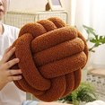 thumbnail image 1 of JeashCHAT - Cojín de peluche con forma de bola de nudo, decorativo, para sofá, cama, coche, oficina, decoración del hogar, 21,8 x 21,8 cm, color marrón, 1 of 6