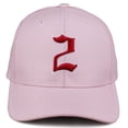 thumbnail image 2 of Daxton Premium Mid Profile Hat Semi Curved Visor Pink Cap White Red Gothic Embroidered, Number 2, 2 of 3