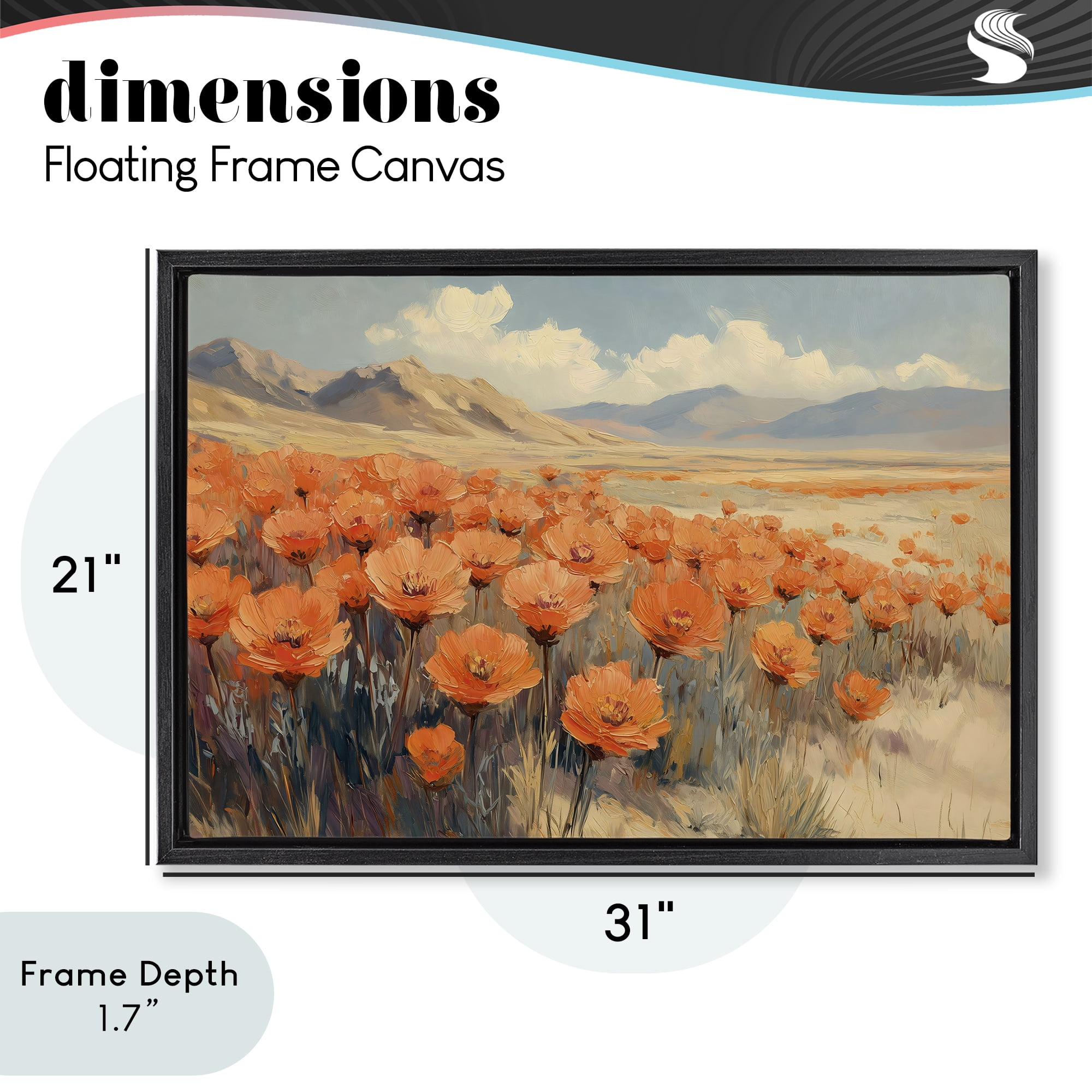 Stupell Industries Desert Poppies in Valley Black Framed Floater Canvas Wall Art, design by Gina Kelly