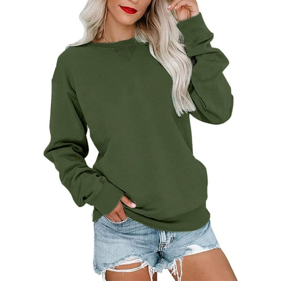 FUNING  Womens Crew Neck Solid/Color Block Sweatshirts Long Sleeve Casual Lightweight Pullover Tops