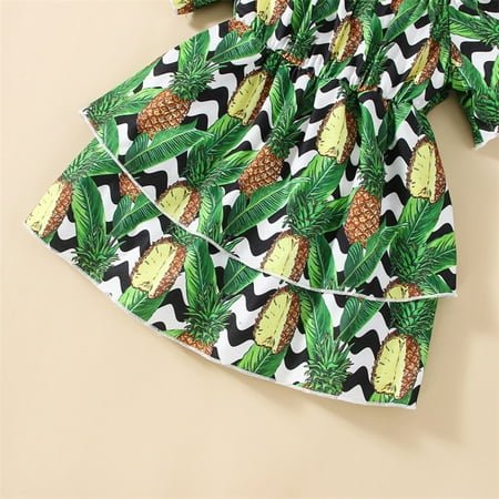 

nsendm Toddler Kids Girls Short Sleeves One Shoulser Prints Princess Dress Girl Dress 24 Months Dress Green 6-9 Months