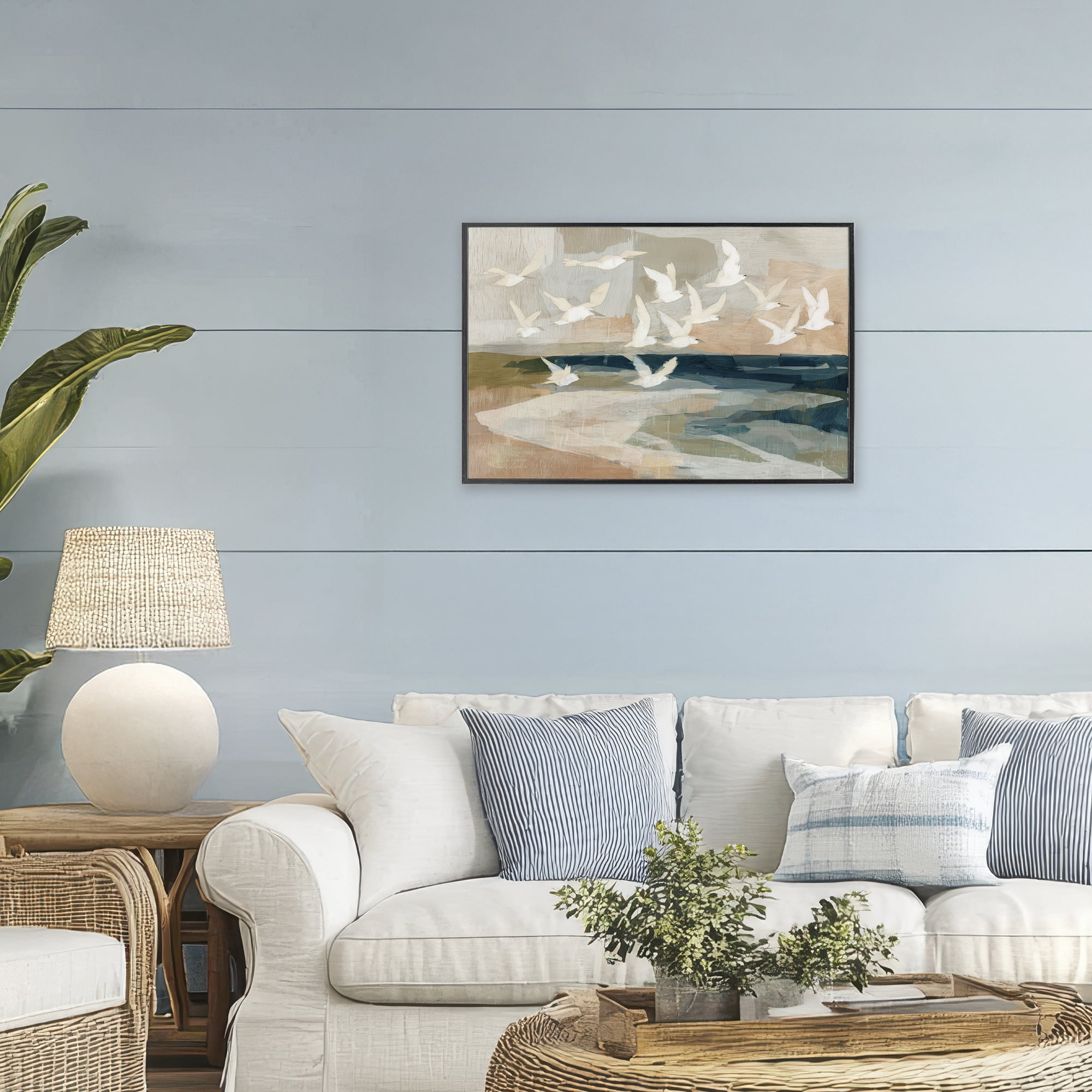 Stupell Industries Birds in Flight Over Water Black Framed Giclee Art, design by Chromatic Storm Studio