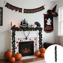 KOYPTL Halloween Fall Maple Leaf Garland , Artificial Hanging Fall Maple Foliage Garland Black and Red Autumn Decor forThanksgiving Home Wedding Party outdoor and indoor