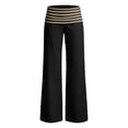 thumbnail image 5 of Women's Wide Leg Lounge Pants High Waisted Fold Over Striped Waistband Stretchy Loose Fit Palazzo Pants for Yoga Daily Wear Daily Travel Office, 5 of 7