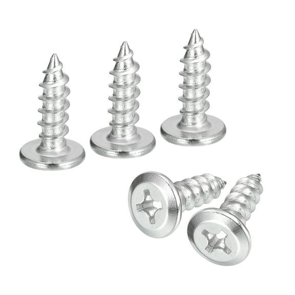 Uxcell M6x16mm Flat Head Phillips Drive Self Tapping Screws, 304 Stainless Steel Cross Drive Fastener Screws, Silver, Pack of 25