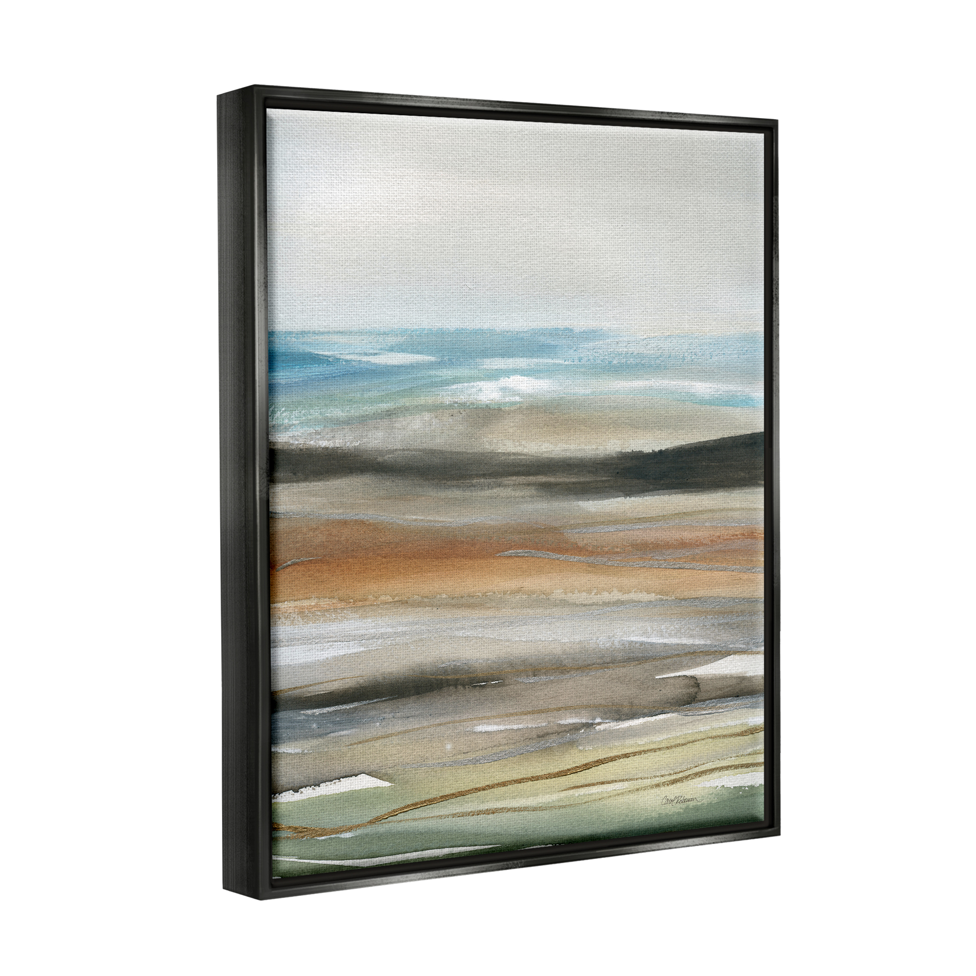 Stupell Industries Abstract Landscape Painting Abstract Painting Black Floater Framed Art Print Wall Art