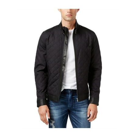 Guess Mens Jacket - GUESS Mens Neil Quilted Bomber Jacket jetblack XL