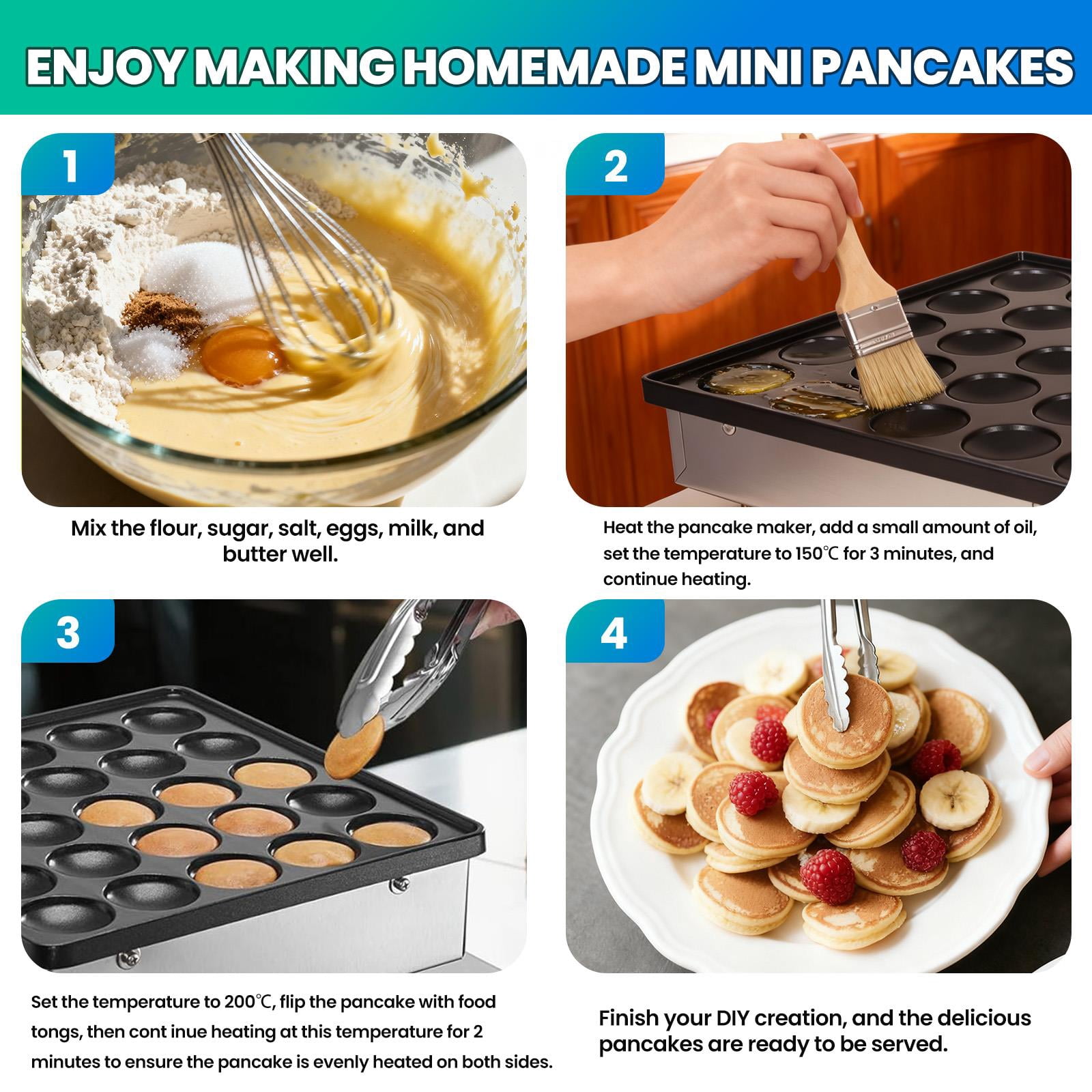 Electric Muffin Waffle Maker,Mini Pancake Maker With 25 Pcs Capacity,Non Stick Baking Plates And 110V Plug,Muffin Waffle Baker For Cafe Or Bakery,Silver 201 Stainless Steel