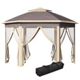 thumbnail image 2 of Outsunny 11' x 13' Pop Up Gazebo Canopy Tent with Zippered Mesh Sidewalls and Carrying Bag, Event Tent Shelter for Patio Garden Backyard, Beige, 2 of 9