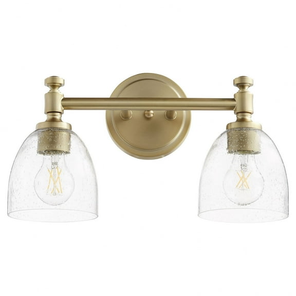 Quorum Lighting Rossington 2-Light Aged Brass Glass Wall Sconce
