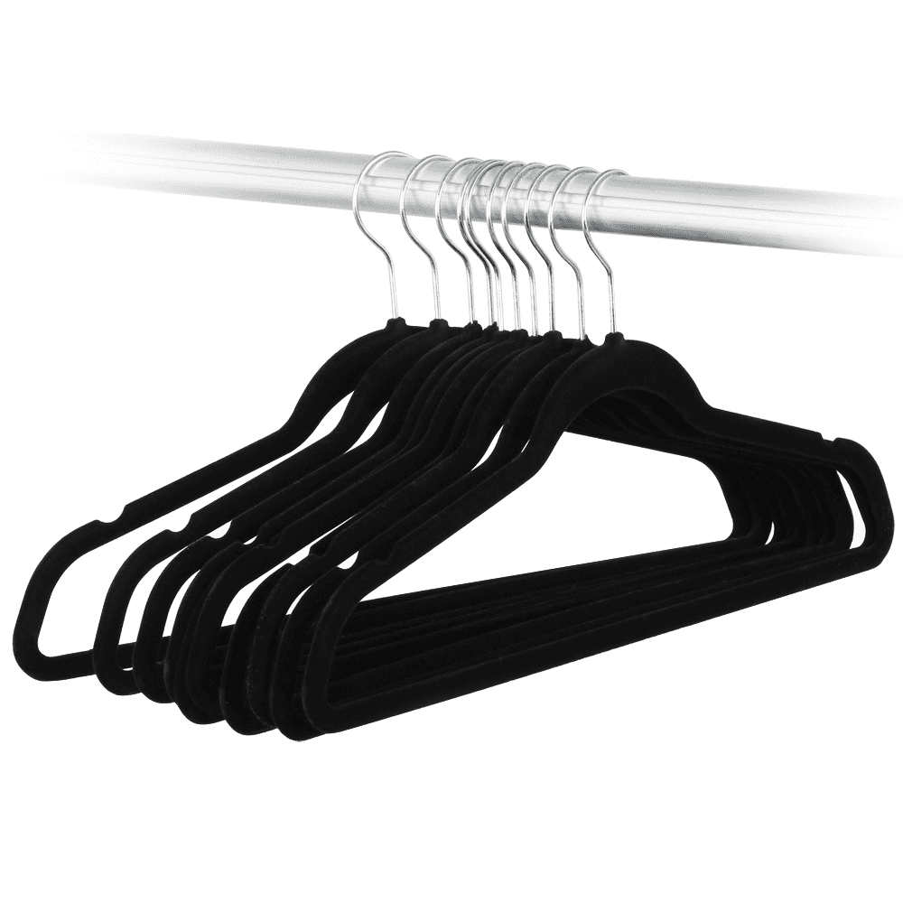 Renwick 100 Pieces Non Slip Velvet Clothing Hangers for All Ages, Black