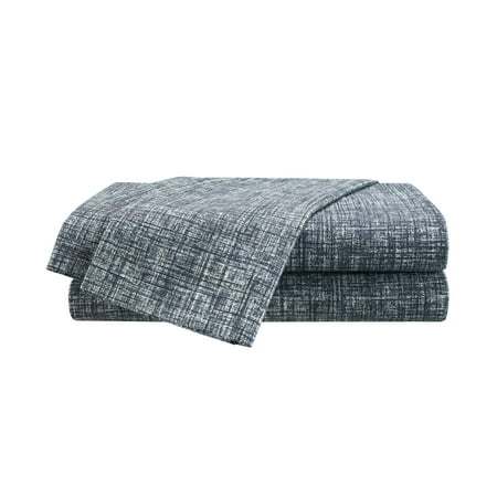 Martex Easy Living 3-Piece Twin Microfiber Sheet Set | Brushed Soft Easy Care | Blue Crosshatch