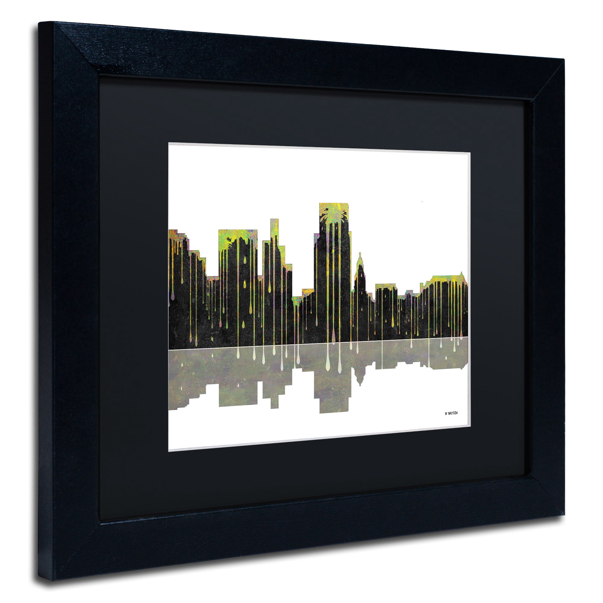 Trademark Fine Art "Boise Idaho Skyline II" Canvas Art by Marlene Watson Black Mat, Black Frame