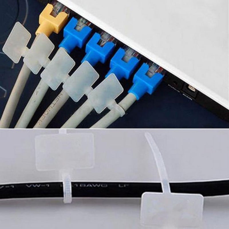 100Pcs Nylon Self-Locking Label Tie Network Cable Marker Cord Wire Strap ZipJKC 