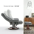 thumbnail image 3 of MCombo Leather Black and Cream White Living Room 360 Degree Swivel Recliner with Ottoman, 3 of 8