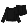 thumbnail image 6 of Njagoc3 Women's Plus Size Scalloped Hem Lounge Set Long Sleeve Crew Neck Top with Shorts 2 Piece Summer Sleepwear, 6 of 6