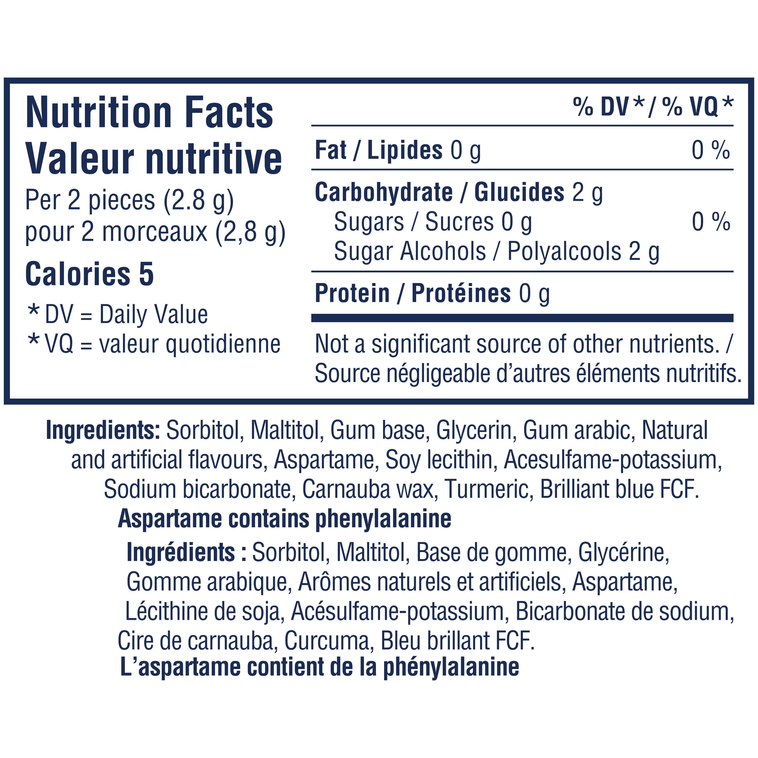 EXCEL White Spearmint, Teeth Whitening Sugar Free Chewing Gum, 18 Pieces, 3Packs, 3 Packs, 18Pellets