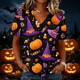 thumbnail image 2 of DORKASM Halloween Women's Shirts V Neck Spooky Comfy T Shirt Short Sleeve Funny Print Skeleton 2026 Shirt Pumpkin Vacation Fashion Pullover Purple 3XL, 2 of 5