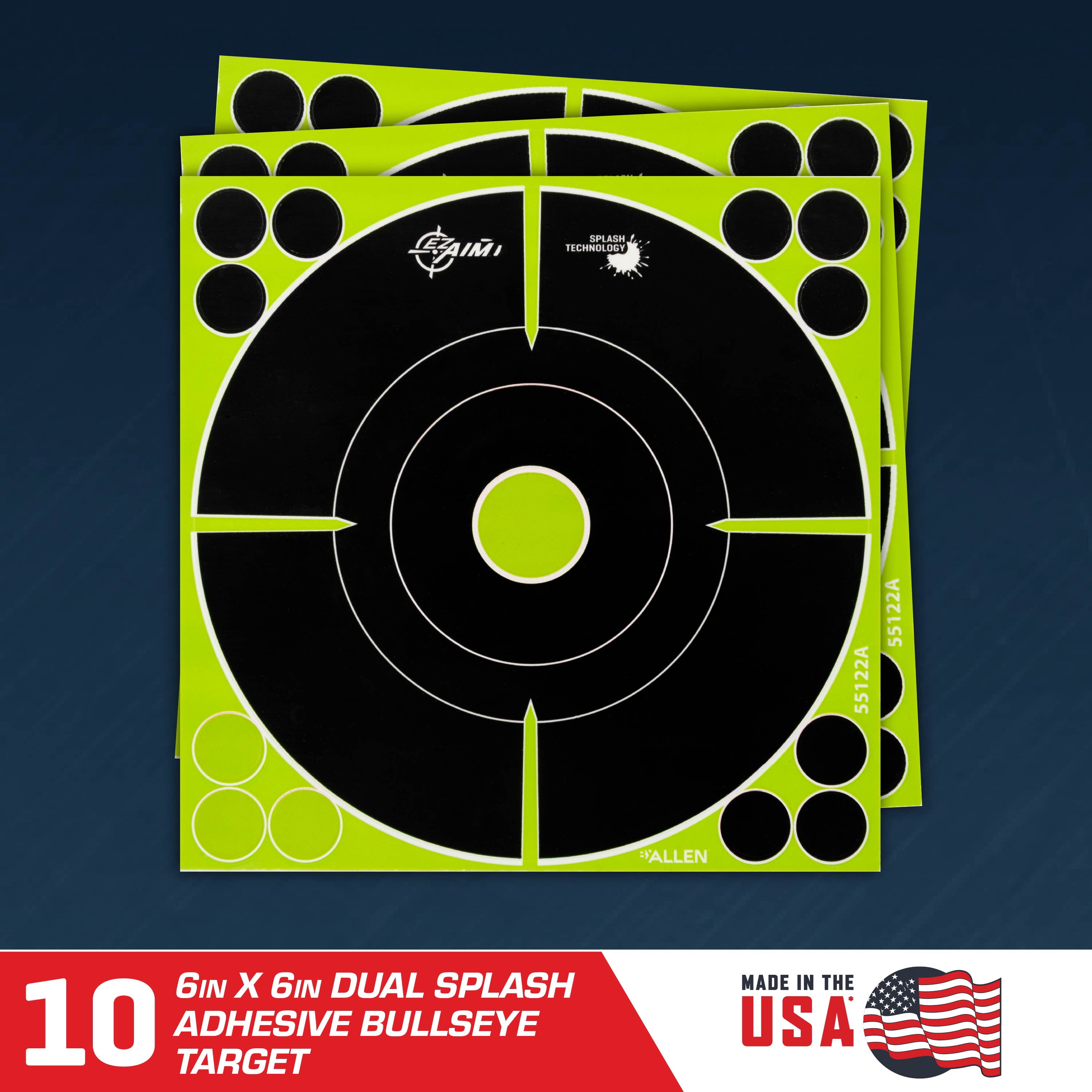 EZ Aim Splash Adhesive Bullseye Targets, 6 x 6 Inch, 10 Pack