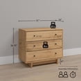 thumbnail image 3 of Prepac Finnley 3-Drawer Nightstand in Natural Oak, Extra-Wide Bedside Table with Storage, Modern Dresser, End Table for Home, Bedroom, Living Room, 16" D x 31" W x 26.75" H, 3 of 13