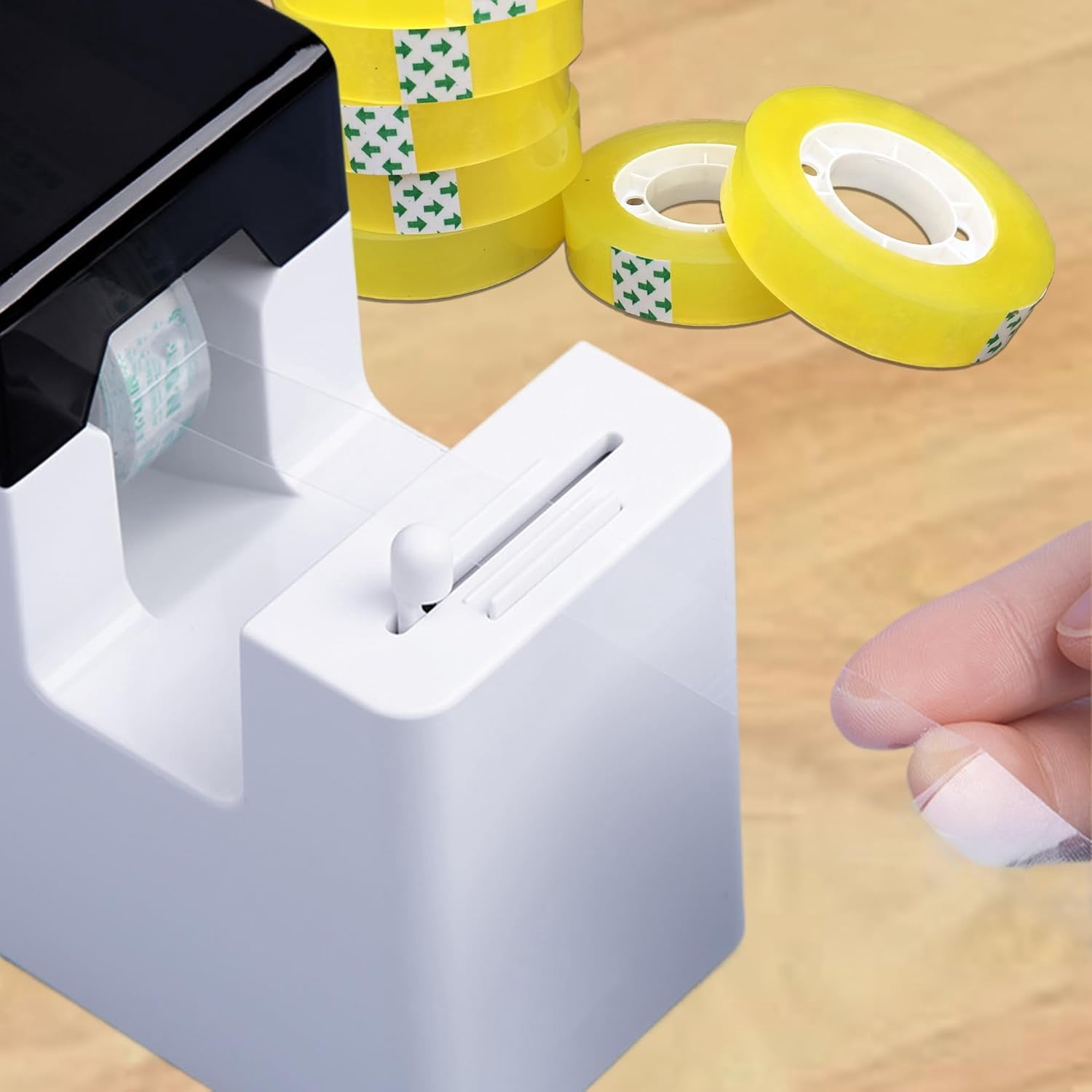Automatic Desk Tape Dispenser Cutter: Automatic Tape Dispenser, Tape Dispenser Desk, Effortless Cutting with Non-Slip Base, for 20mm Wide Clear Tape/Paper Tape, Replaceable Blades, Tape Dispenser