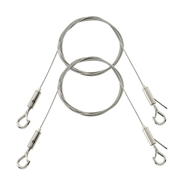 HOME MASTER Matériel Fil de Suspension Réglable pour Photos, Kit de Cadre de Miroir 2 Pcs 2m X 1.5mm Corde en Acier Inoxydable Robuste pour Suspendre des Photos, Miroirs, Lampes Légères, Supporte jusqu'à 44lbs