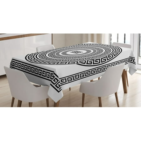 

Greek Key Tablecloth Traditional Meander Border Set with Square and Circles Antique Ethnic Frame Pack Rectangular Table Cover for Dining Room Kitchen 60 X 90 Inches Black White by Ambesonne