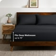 thumbnail image 3 of Bare Home Ultra-Soft Fitted Sheet + Pillowcase Set - Premium 1800 Collection - Deep Pocket - Queen, Black, 3 of 7