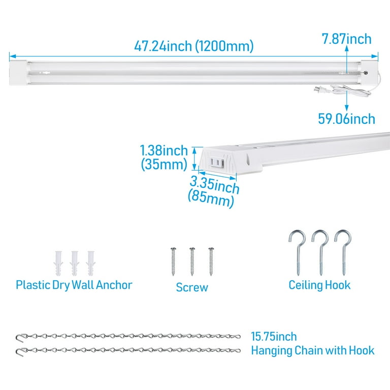 Lightdot 6-Pack 4FT LED Shop Lights - 40W 6000LM 5000K Daylight, Surface Or Suspension Mount With Cord Switch