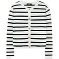thumbnail image 3 of Yesfashion Women's Striped Golden Button Cardigan Sweater Trendy Long Sleeve Button Down Crewneck Knit Cardigans, 3 of 7