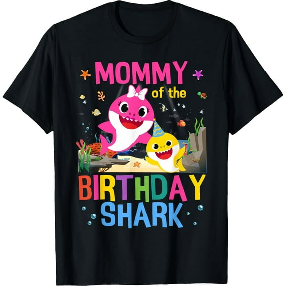 Sam Soft Mommy Of The Birthday Family Shark Birthday T-Shirt