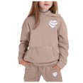 thumbnail image 2 of LUOGENLI Outfits Baby Girl Rompers 2T Reindeer Girls' Hoodie Set Children's Two Piece Set Medium and Small Children's Solid Color Long Sleeved Hoodie and Sweatpants Khaki 3-4 Years, 2 of 9