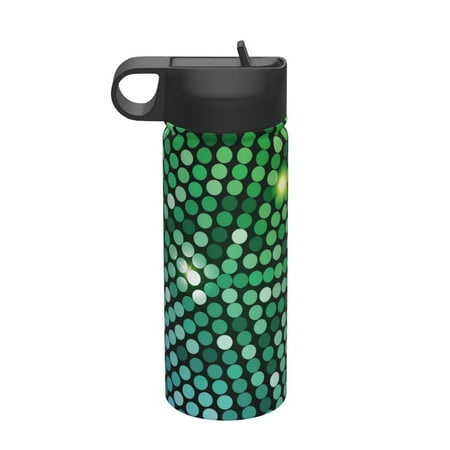 

Adobk Green Disco Lights Print Water Bottle 18oz Sports Insulated Kettle for Cycling Gym Basketball Outdoor Suitable as a Present