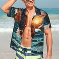 thumbnail image 5 of KLL Men's Hawaiian Shirt Short Sleeve Button Down Beach Shirts-Textured Bald Eagle, 5 of 5