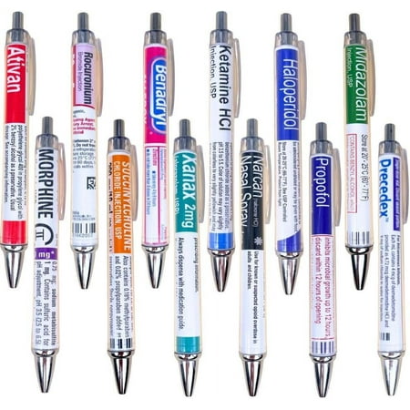 YJ Premiums Pharmacy Ballpoint Pens with Ergonomic Grip, Assorted Ink, 12 Count