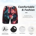 thumbnail image 3 of Yiaed Red Flame Wolf Head Print Mens Swim Trunks Bathing Suit Compression Liner Beach Swim Shorts Swimwear Quick Dry Zipper Pocket No-Chafing Board Short-Medium, 3 of 6