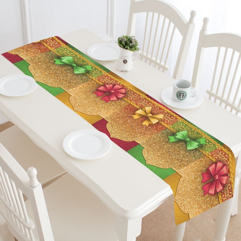 MYPOP Christmas Tags with Bow Table Runner Placemat 16x72 inches