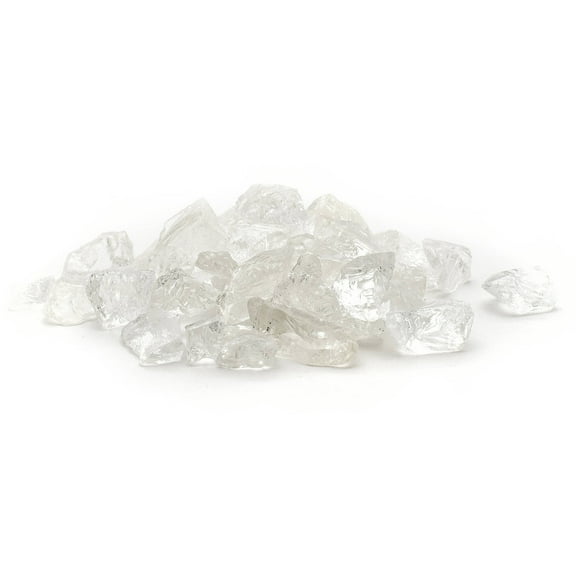 Dragon Glass 25 lb Ice Clear Landscape & Fire Pit Glass, 1/2"