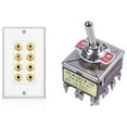 thumbnail image 1 of 1 Pcs ON//ON 3 Positions 12 Pin Latching Toggle Switch & 1 Pcs 8 Posts Speaker Wall Plate Home Theater Wall Plate, 1 of 10