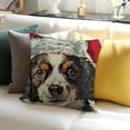 thumbnail image 3 of SHANXI Merry Bright Christmas Pillow Covers Lovely Cat Dog Golden&nbsp;Retriever with Red Santa Hat Green Elk Farmhouse Decorations 24x24in, 3 of 5