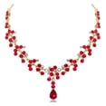 thumbnail image 4 of 1 Conjunto de collar y pendientes de moda, joyería de diamantes de imitación para novia, accesorios para vestido de novia para mujer (rojo), 4 of 8