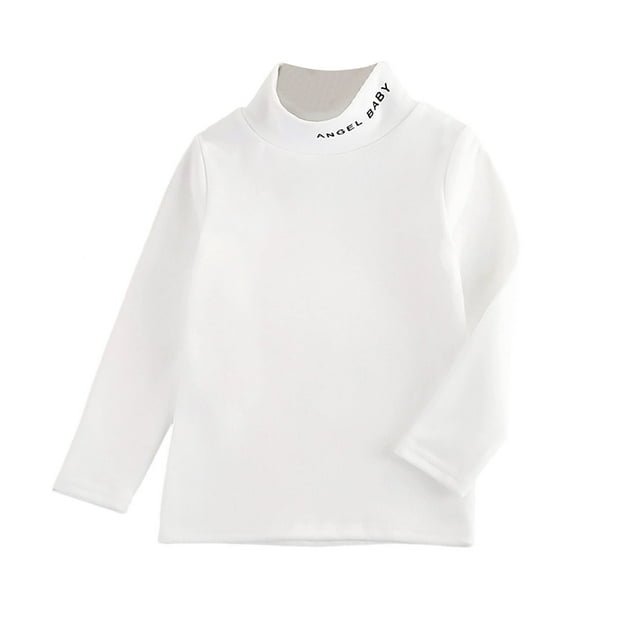 Chemise de Base Chaude en Molleton Brossé à Col Moyen pour Enfants Automne et Hiver pour Garçons et Filles avec Intérieur à Manches Longues Ropa escolar para niños