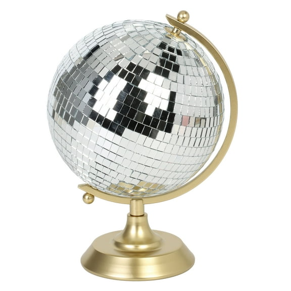 Mainstays Tabletop Mirrored Disco Globe with Antique Brass Finished Base