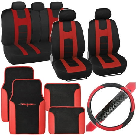 BDK Rome Sport Car Seat Covers with Floor Mats and Steering Wheel Cover Full Set