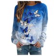 thumbnail image 1 of Sweat-shirt Col Rond Manches Longues Imprimé Papillon Sweat-Shirts Décontractés Décontractés pour Femmes, 1 of 4
