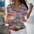 thumbnail image 1 of Fiudx Liquidación de Ofertas Flash Camisa con Botones de Solapa Estampada de Serie Informal Regular de Manga Larga para Mujer, 1 of 5